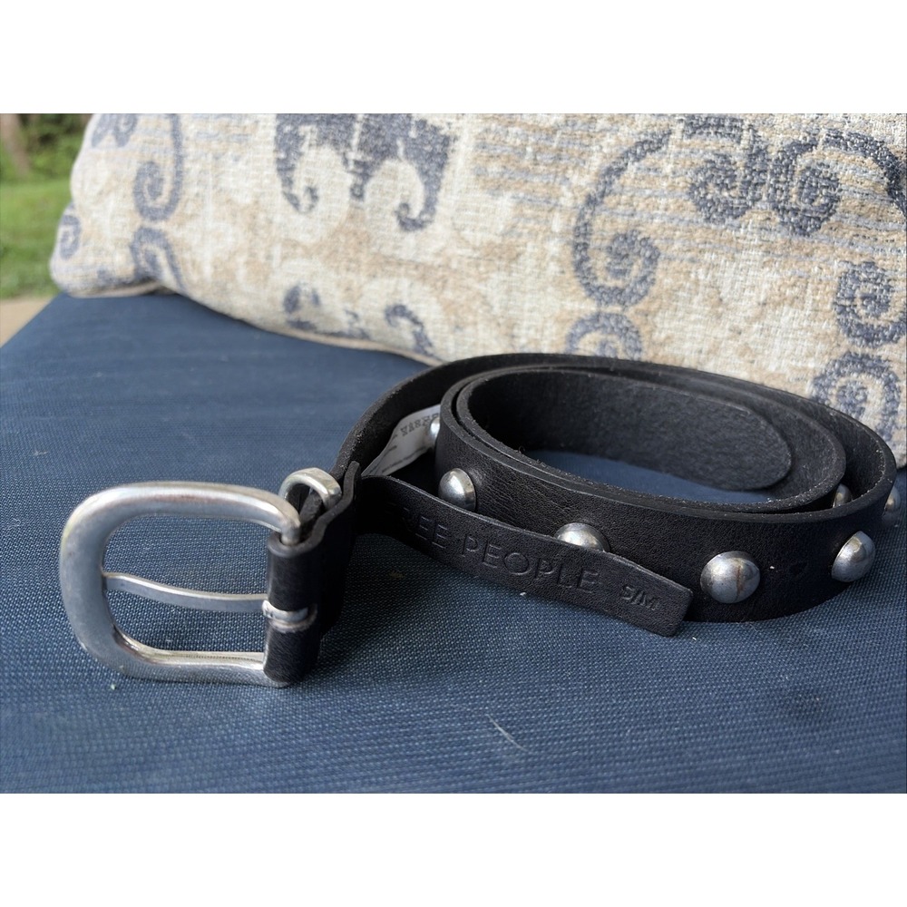 Free People Rhodes Stud Belt Black Leather Studded Belt Size Small
